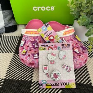 Sanrio Hello Kitty Crocs Size 8 and Jibbitz Charms
